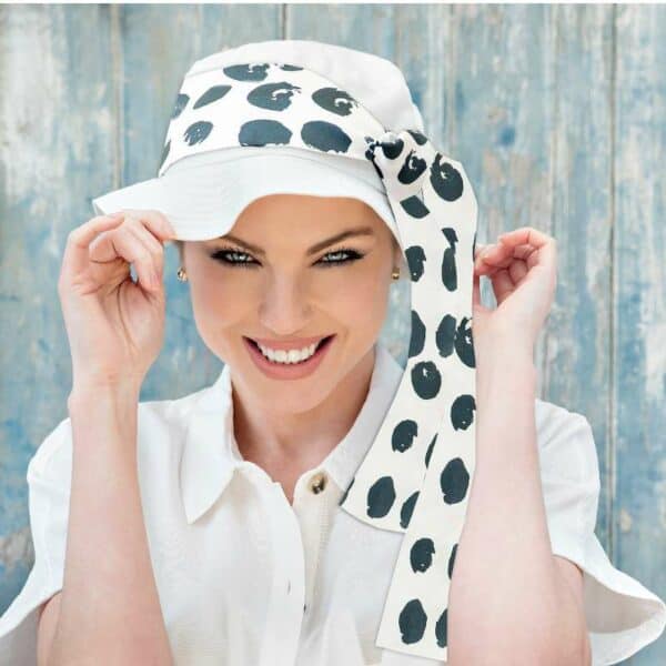 Lola White Navy blur polka dot
