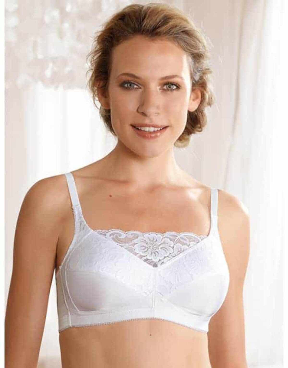 Amoena Dana Lace Camisole Wire-Free Bra, Soft Cup, Size 42B, White