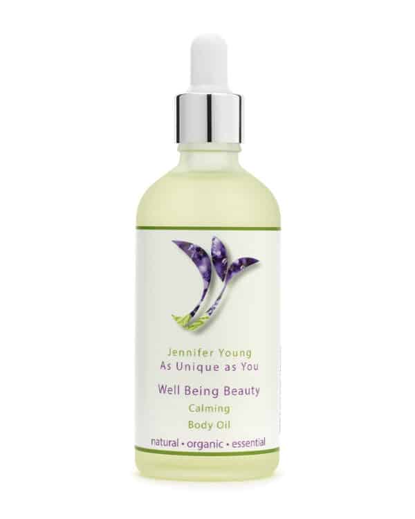 Calming Body Oil 50ml Jennifer Young glass bottle with dropper applicator