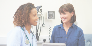 A nurse and her patient, who we care for here in roches