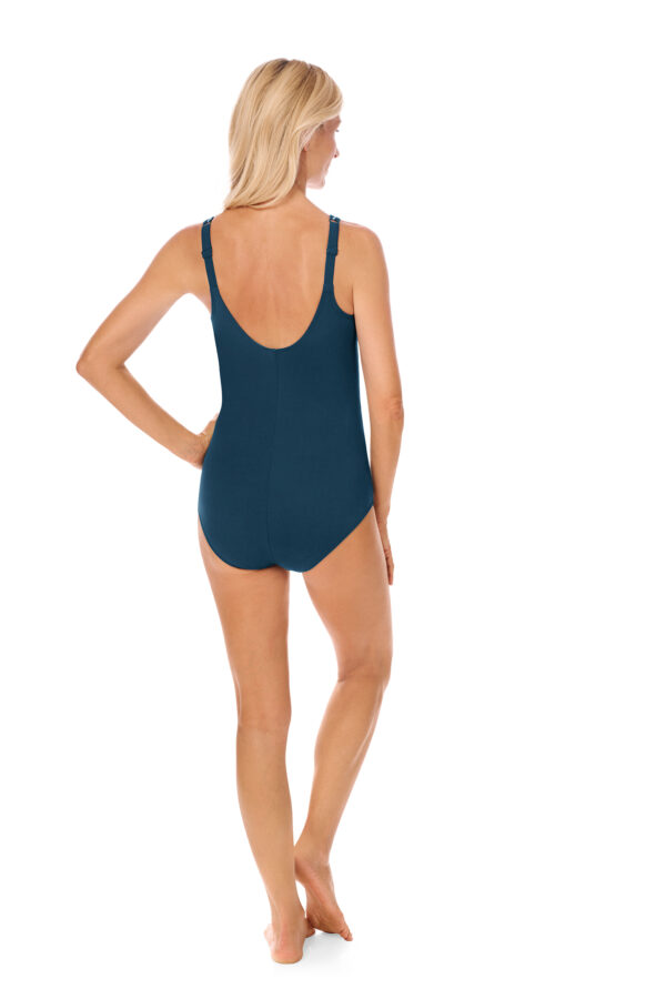 Timeless Chic Sarong Swimsuit | Teal & White | Amoena - Image 3