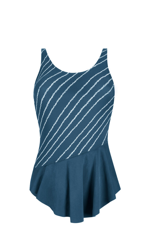 Timeless Chic Sarong Swimsuit | Teal & White | Amoena - Image 2