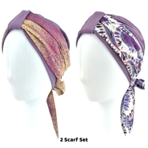 Zanzibar Turban & 2 Scarf Set | Lilac Patterned | Rokoko