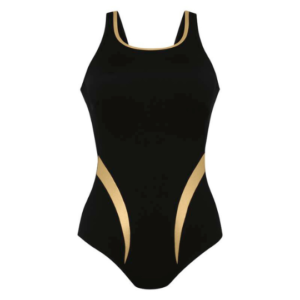 Padilla High Neckline Swimsuit | Black & Gold | Anita