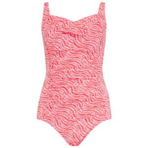 Marbella Pocketed Swimsuit | Rouched Tummy | Red & White Pattern | Nicola Jane