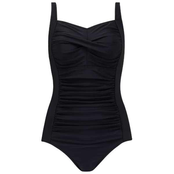 Marseille Pocketed Mastectomy Swimsuit | Slimming Rouched Detail | Black | Nicola Jane - Image 2