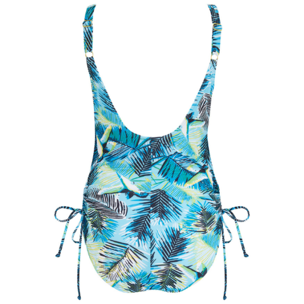 Palm Island Mastectomy Swimsuit | Aqua Blue Leaf Pattern | Nicola Jane - Image 3