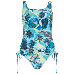 Palm Island Mastectomy Swimsuit | Aqua Blue Leaf Pattern | Nicola Jane