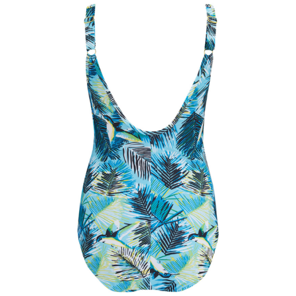 Palm Island Mesh Mastectomy Swimsuit | Aqua Blue Leaf Pattern | Nicola Jane - Image 3