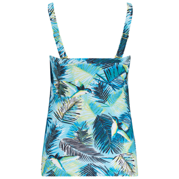 Palm Island Pocketed Tankini | Multiway Straps | Aqua Blue Leaf Pattern | Nicola Jane - Image 3