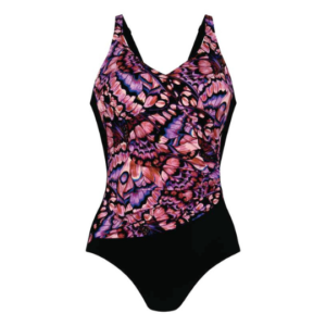 Praia Slimming Rouched Swimsuit | Pink & Black Rosewood Pattern | Anita