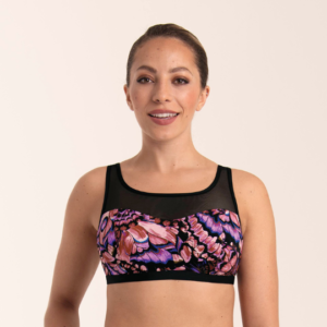 Toliara Mesh Neckline Bikini Set | Pink & Black Rosewood Pattern | Anita