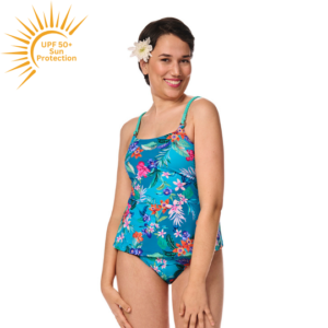 Alvor Mastectomy Tankini Set | UPF 50+ | Turquoise & Bright Florals | Amoena