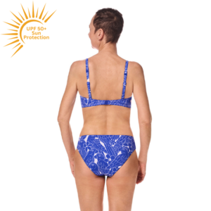 Azores Multiway Straps Bikini Set | UPF 50+ | Royal Blue & White Pattern | Amoena