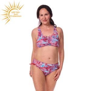 Barbados Adjustable Neckline Bikini Set | UPF 50+ | Pink Pattern | Amoena