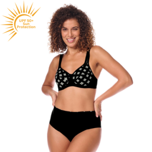 Palermo Underwired Mastectomy Bikini Set | UPF 50+ | Black and White | Amoena