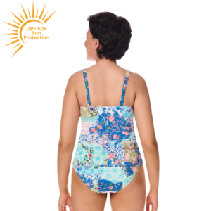 Paxos Rouched Tankini Set | UPF 50+ | Blue Pattern | Amoena