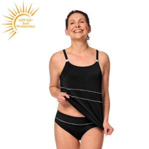 Ravello Mastectomy Tankini Set | UPF 50+ | Black & Silver | Amoena