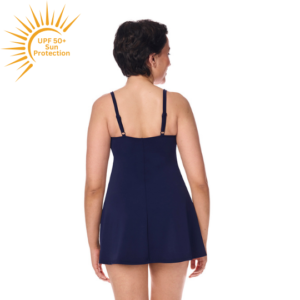 Thassos Swim Dress | UPF 50+ | Navy Tribal Pattern | Amoena