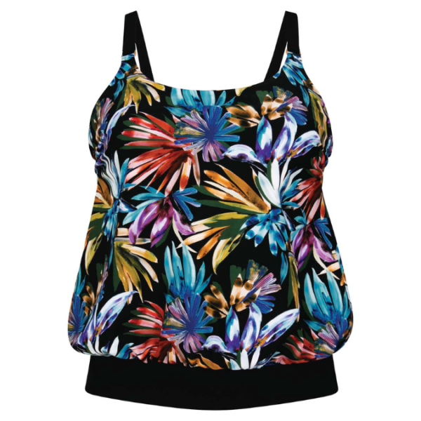 Girona Blouse Tankini Set | Black with Dark Floral Pattern | Anita - Image 2