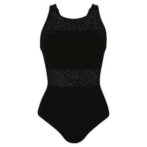 Vera High Neckline Swimsuit | Black & White Dot Pattern | Anita