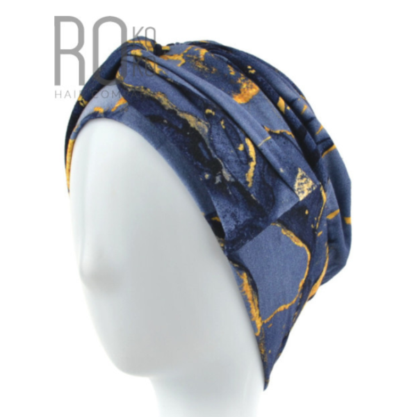 Costa Rica Turban Hat | Blue & Gold | Bamboo | Rokoko