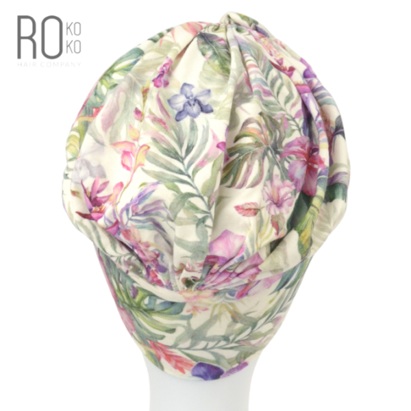 Costa Rica Turban Hat | Cream Florals | Bamboo | Rokoko - Image 3