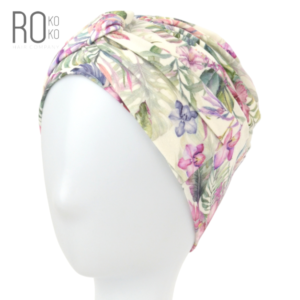 Costa Rica Turban Hat | Cream Florals | Bamboo | Rokoko