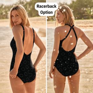 Bari Swimsuit | Neckline Detail | Black & Silver | Anita
