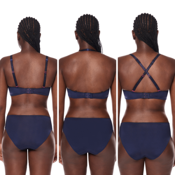 Delila Padded Lace Bra | Navy & Pink | Amoena - Image 2