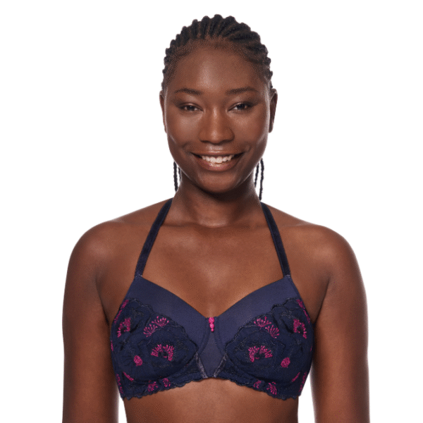 Delila Padded Lace Bra | Navy & Pink | Amoena - Image 3