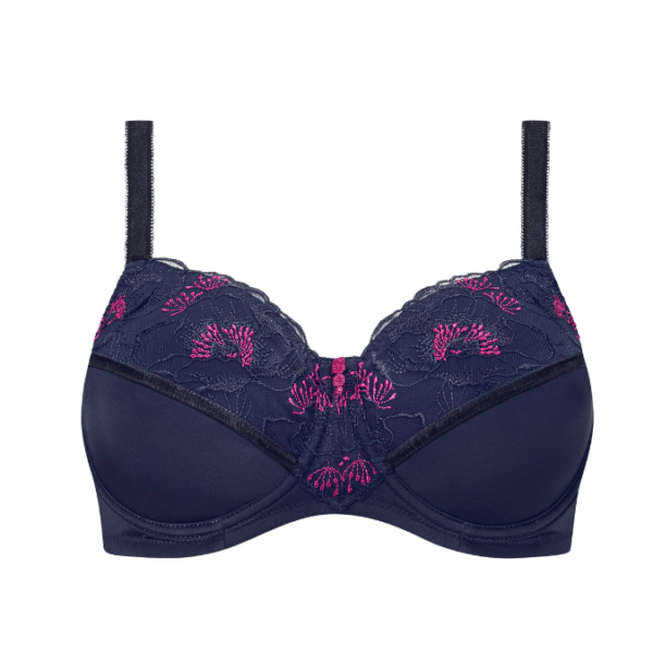 Delila Underwired Lace Bra | Navy & Pink | Mastectomy Bra | Amoena - Image 4