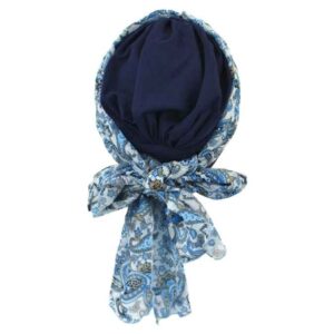 Beata Hat with Sash | Navy Blue Florals | Rokoko