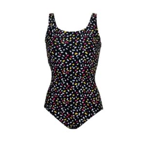 Maderia Specled Pattern Swimsuit | Black | Nicola Jane