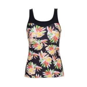 Maderia Floral Mesh Neckline Tankini | Black | Nicola Jane