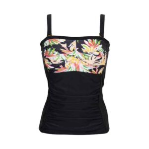Maderia Floral Rouched Tankini Set | Black | Nicola Jane
