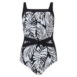 Mallorca Belted Swimsuit | Black and White | Nicola Jane