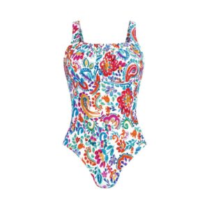 Calvia Swimsuit | White with Bright Colourful Pattern | Anita
