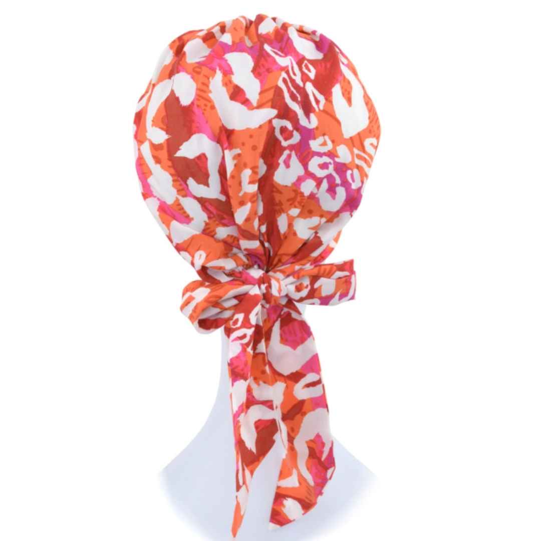 Amsterdam Tie Turban | Airy & Lightweight | Orange Pattern | Rokoko - Image 3