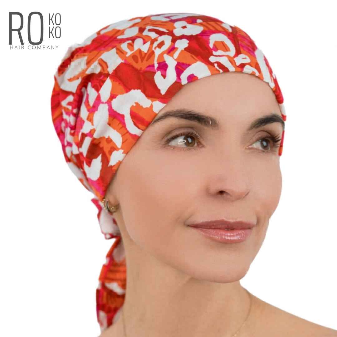 Amsterdam Tie Turban | Airy & Lightweight | Orange Pattern | Rokoko