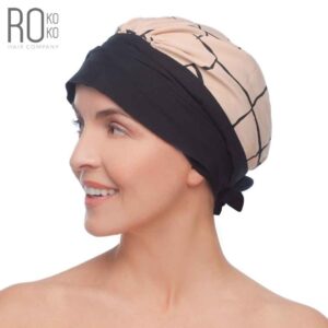 Aster Turban | Tie Ribbons | Beige & Black | Rokoko