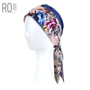 Aster Turban | Tie Ribbons | Blue Floral Pattern | Rokoko