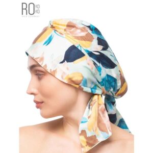 Crocus Turban | Bandana Style | Blue & Beige Pattern | Rokoko