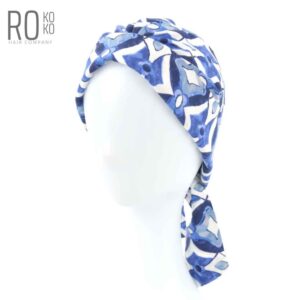 Crocus Turban | Bandana Style | Blue & White Pattern | Rokoko