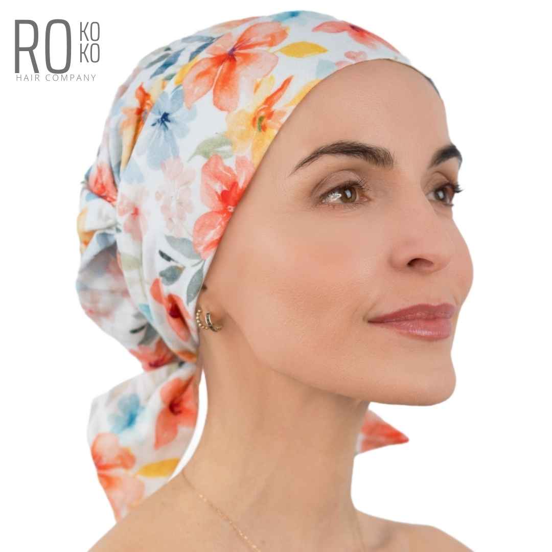 Felicja Cotton Turban | Bandana Style | Pastel Flowers | Rokoko