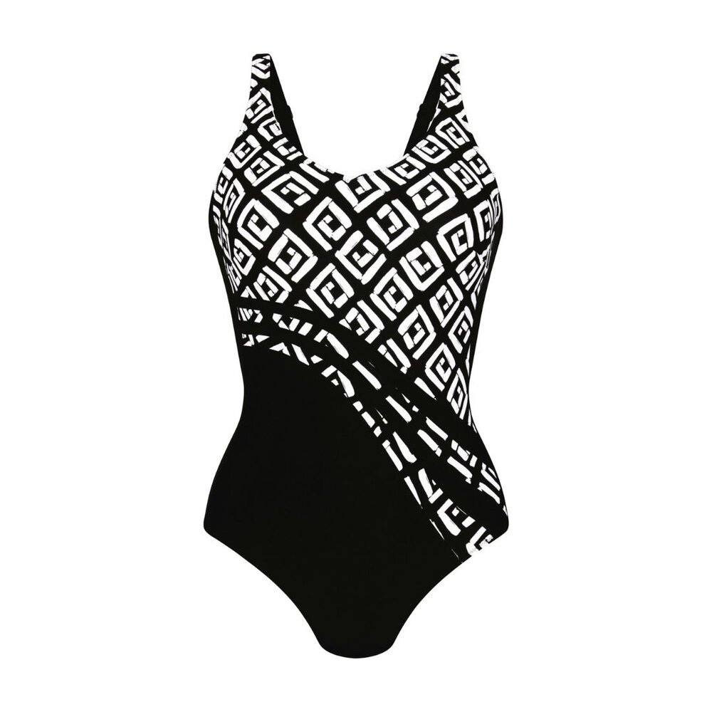 Dirban Slimming Swimsuit | Black with White Pattern | Anita - Image 5