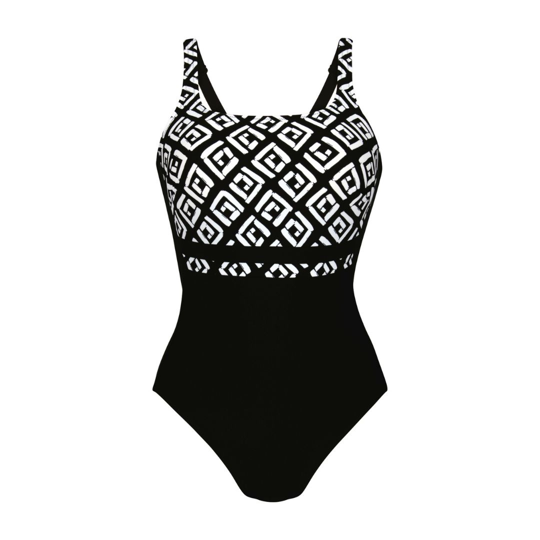 Melilla Elegant Swimsuit | Black with White Pattern | Anita - Image 3